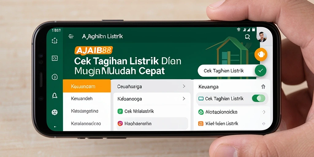 Antarmuka AJAIB88 yang menampilkan informasi tagihan listrik.