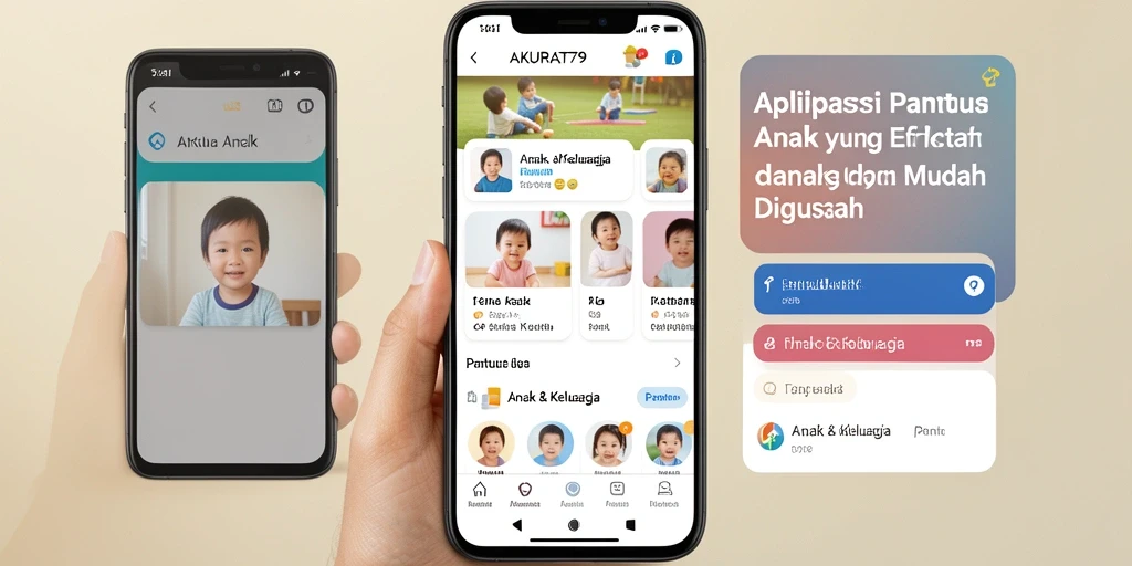 Antarmuka aplikasi AKURAT79 dengan fungsi Pantau Anak yang lengkap.