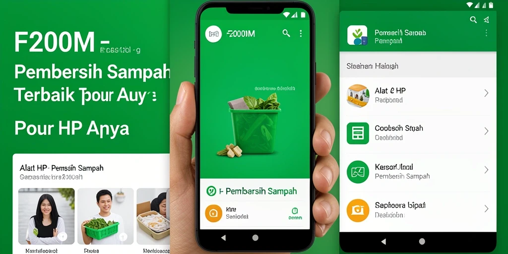Screenshot antarmuka F200M yang menampilkan proses pembersihan sampah.