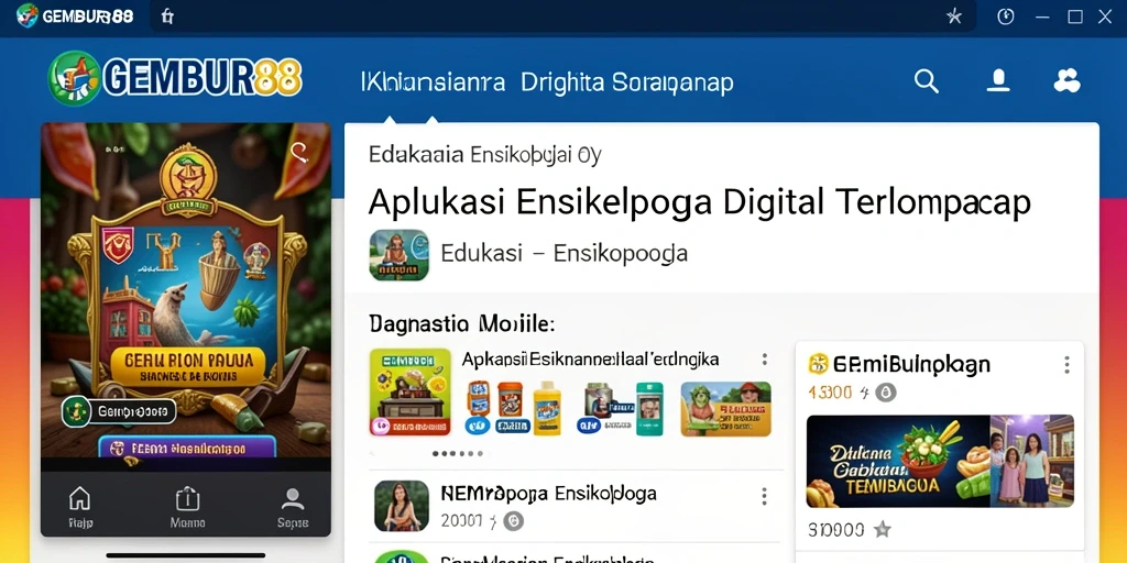 Tampilan antarmuka pengguna aplikasi GEMBUR88 yang informatif.