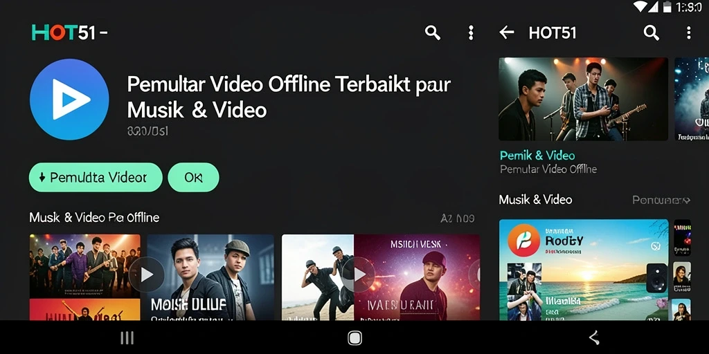 Tampilan antarmuka HOT51 yang ramah pengguna untuk Pemutar Video Offline.