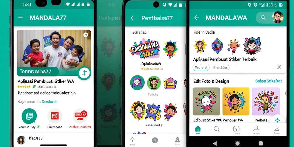 Tampilan antarmuka MANDALA77 untuk pembuat stiker WA.