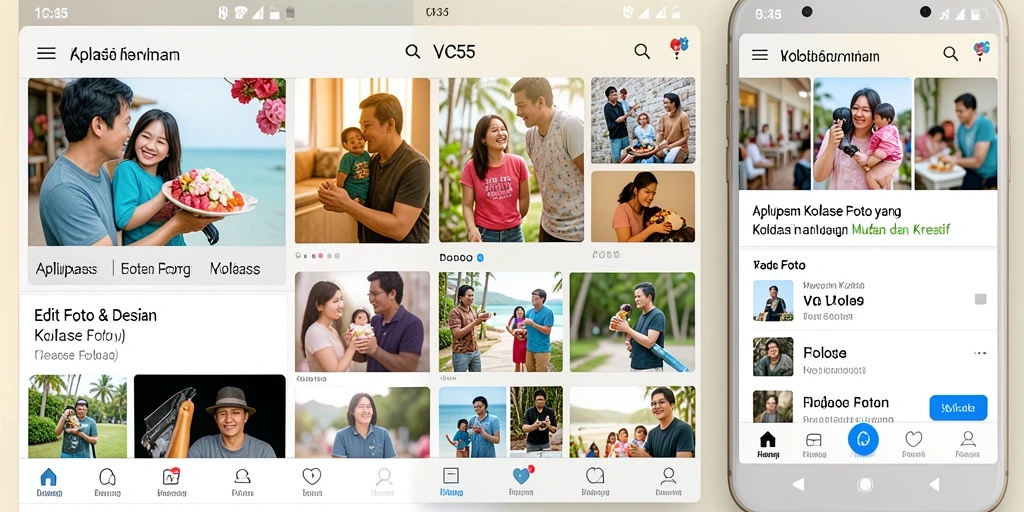 Tampilan antarmuka VC55 yang menarik untuk kolase foto.